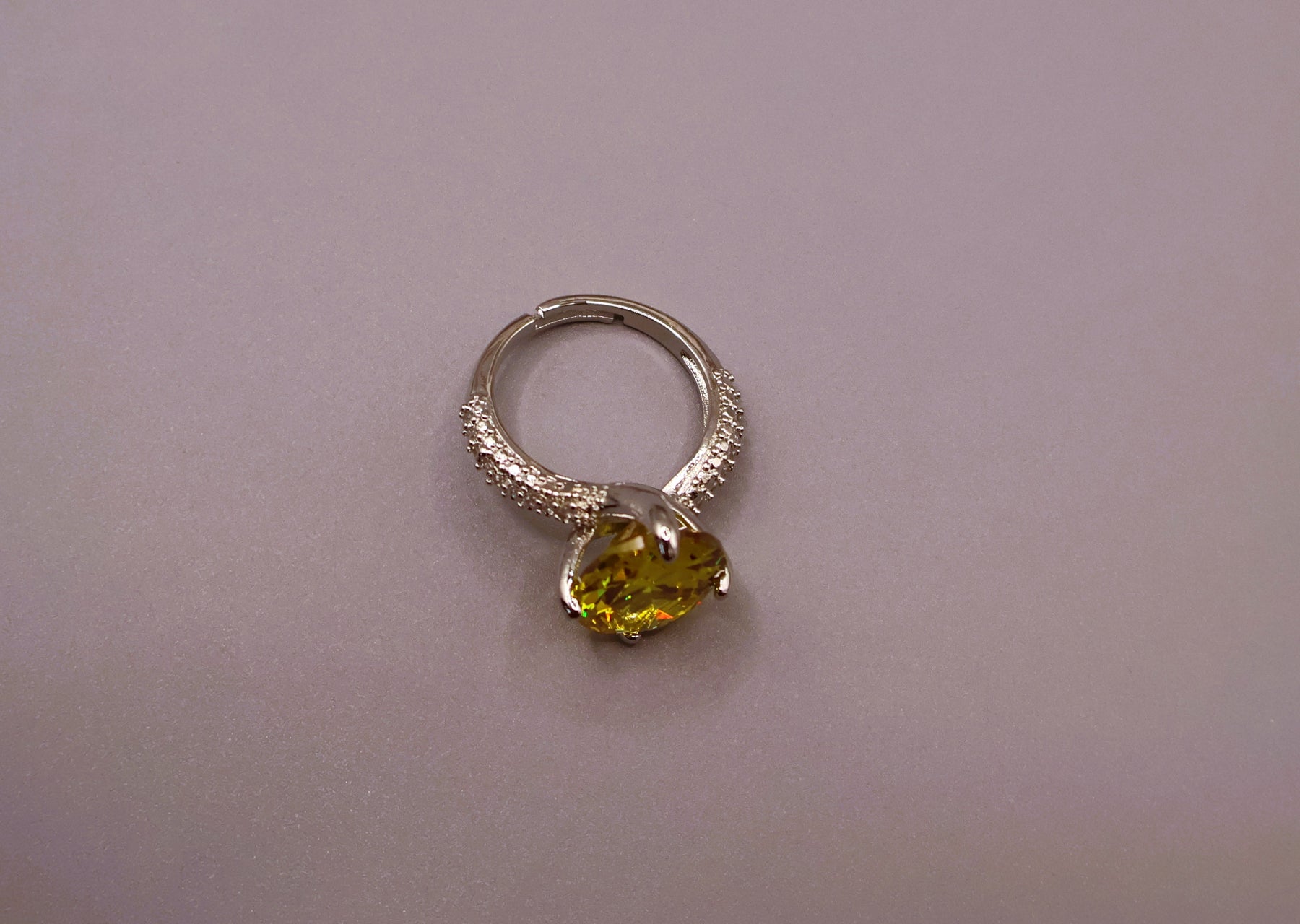 Golden Oval Citrine Crystal Ring