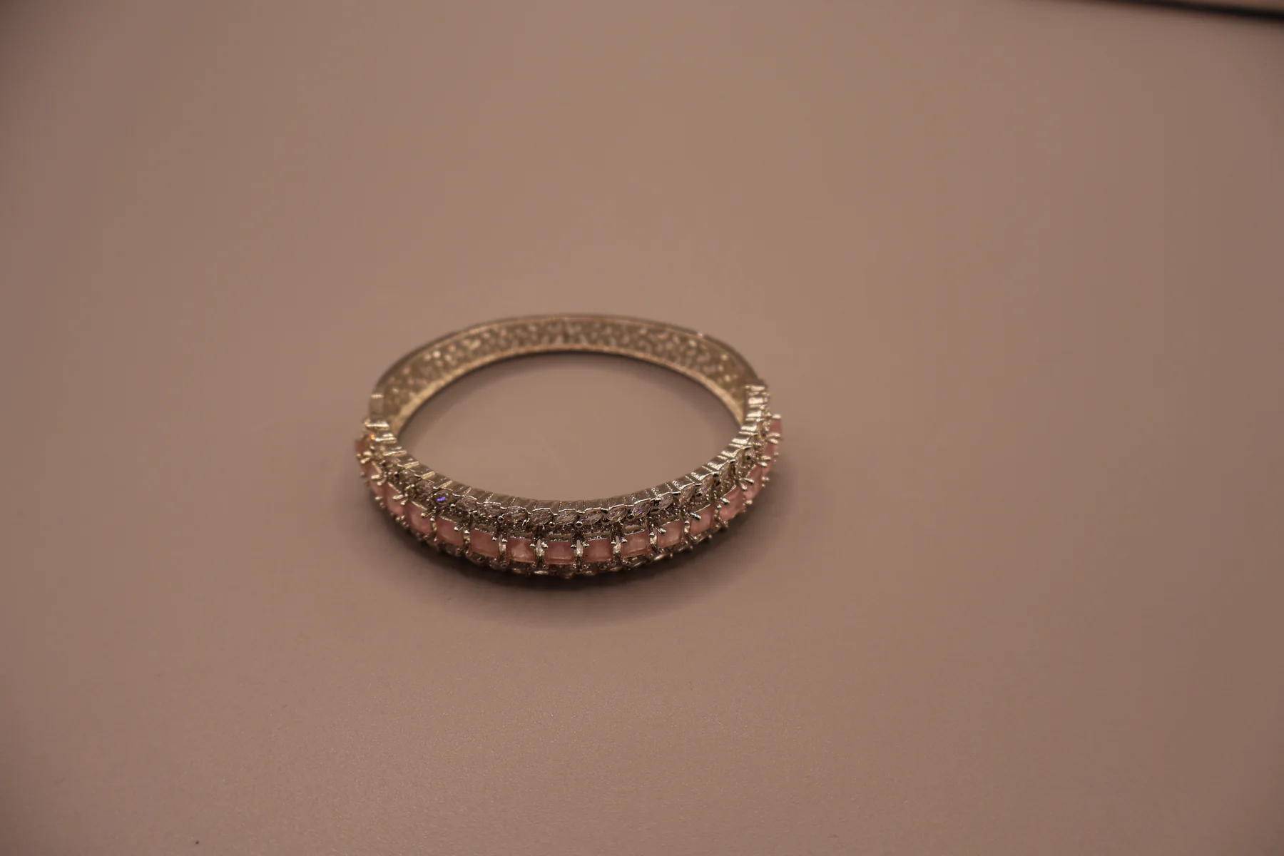 Prism Cascade Pink Baguette Crystal Bangle – alternate angle