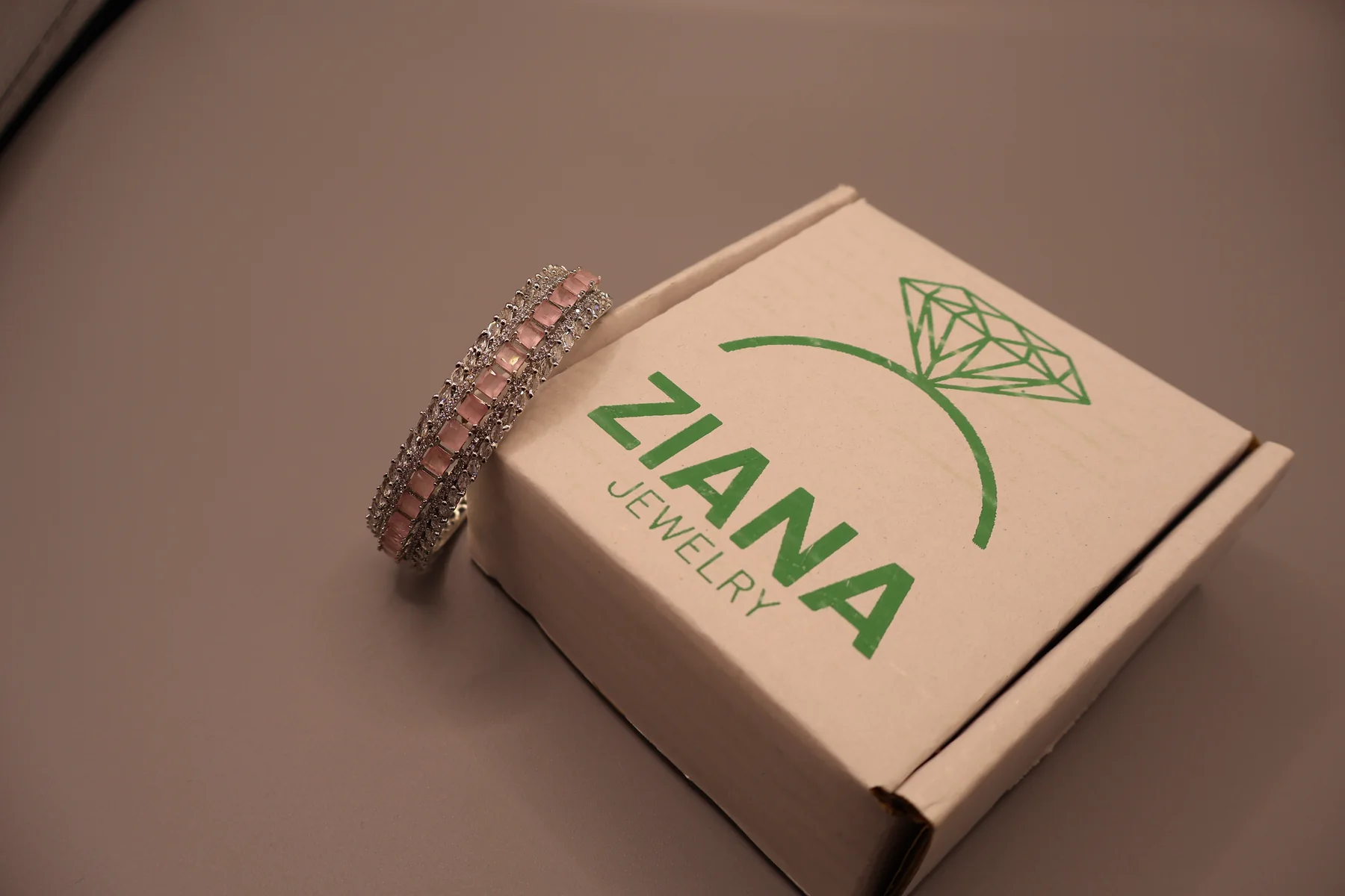 Prism Cascade Pink Baguette Crystal Bangle – styled product view