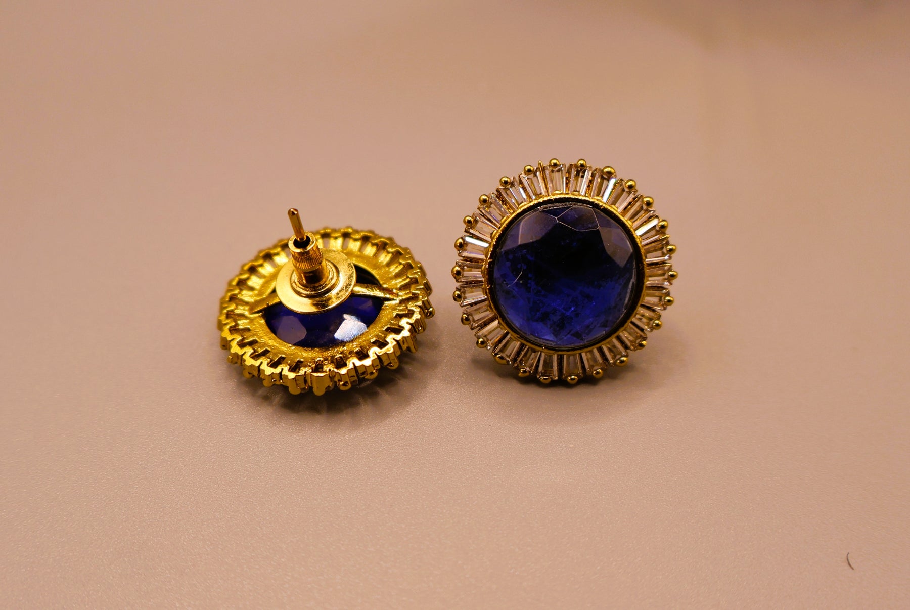 Royal Sapphire Crystal Stud Earrings