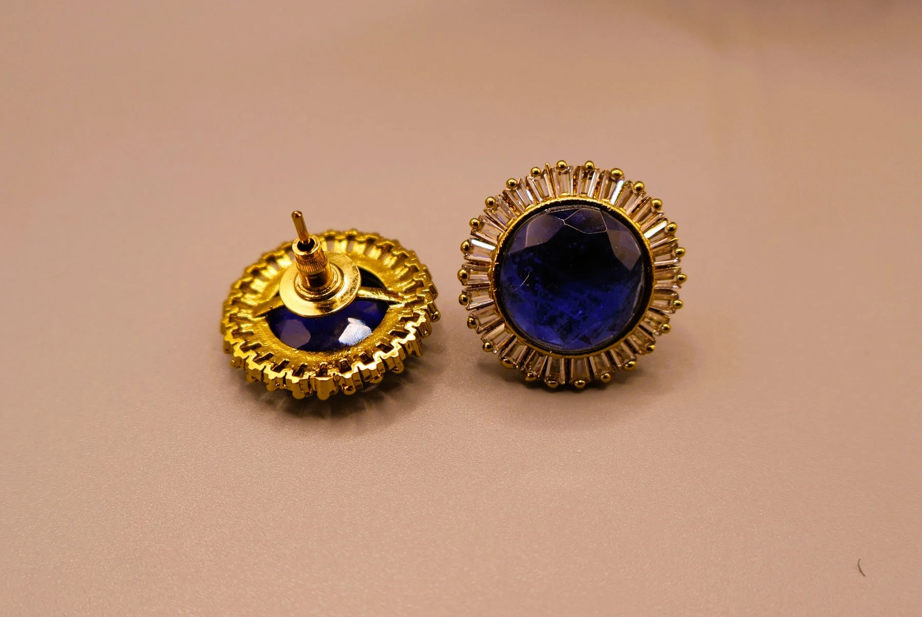 Royal Sapphire Crystal Stud Earrings