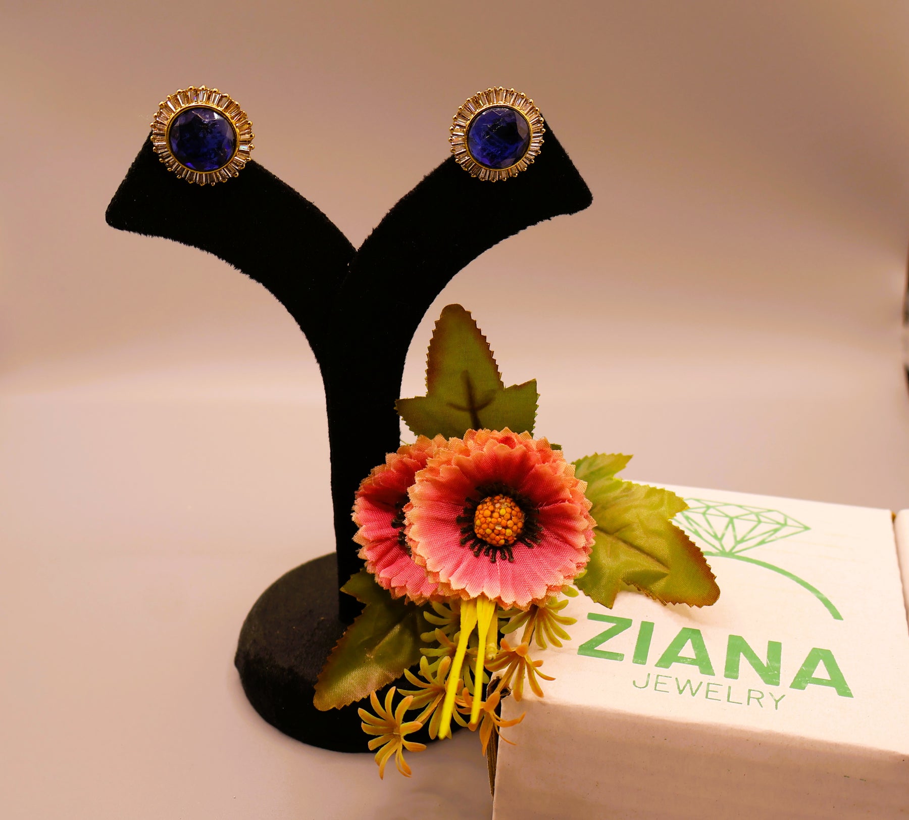 Royal Sapphire Crystal Stud Earrings