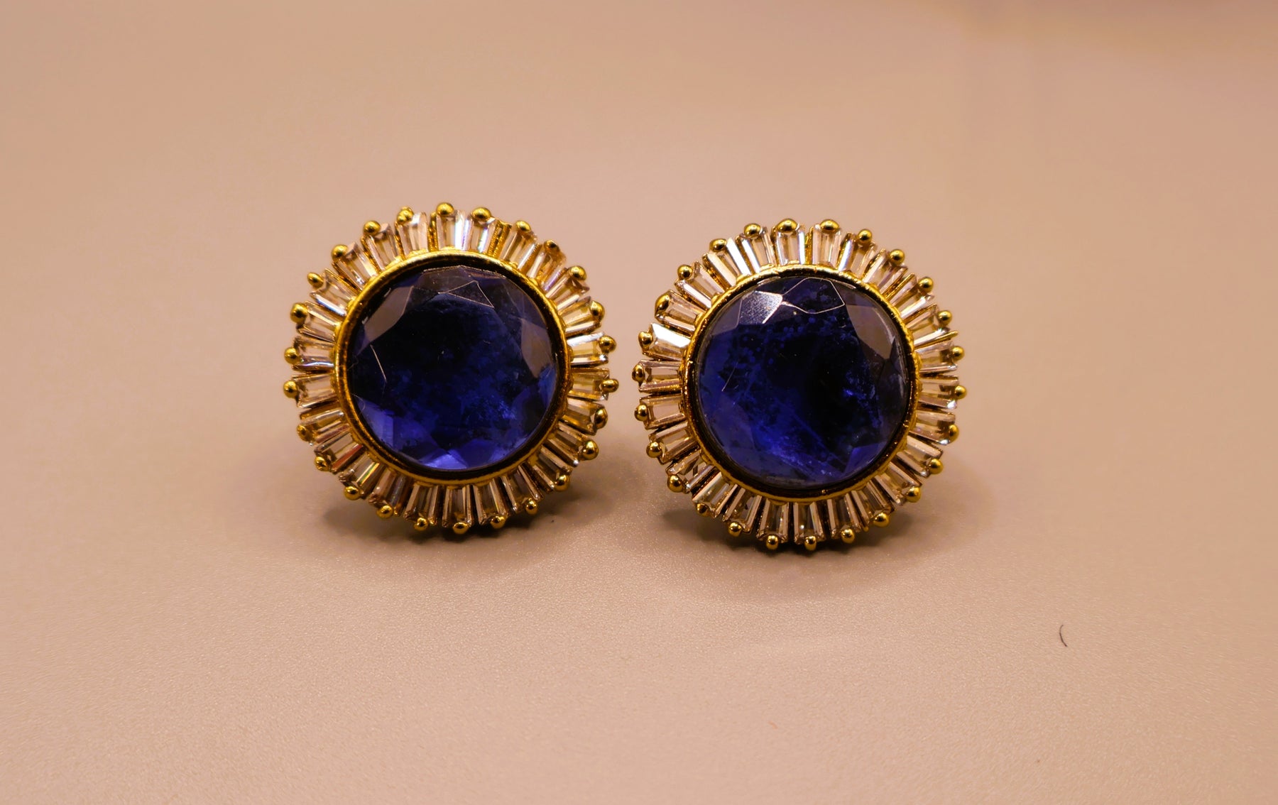 Royal Sapphire Crystal Stud Earrings