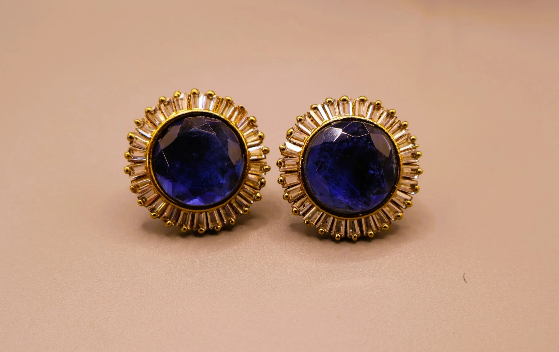 Royal Sapphire Crystal Stud Earrings
