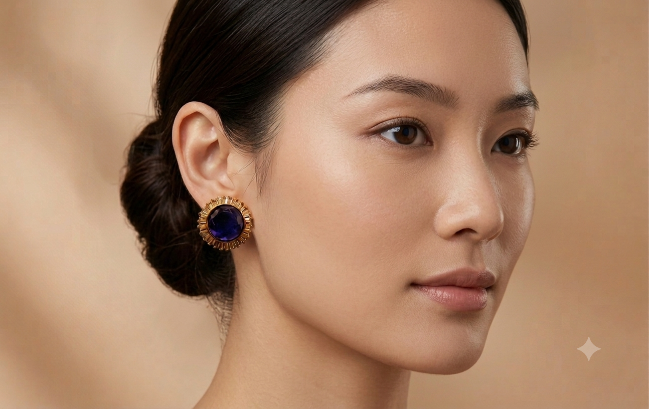 Royal Sapphire Crystal Stud Earrings