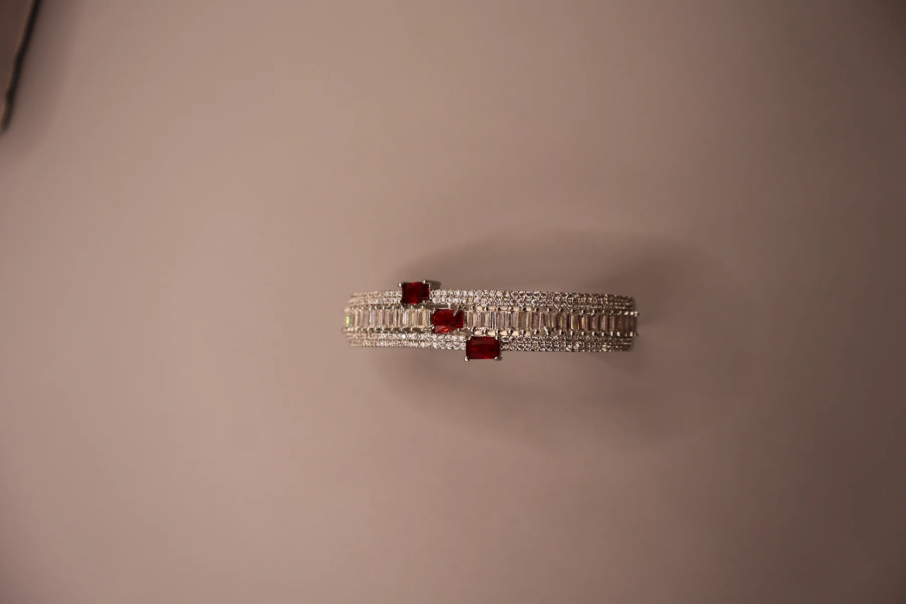 Ruby Horizon Geometric Crystal Cuff Bracelet