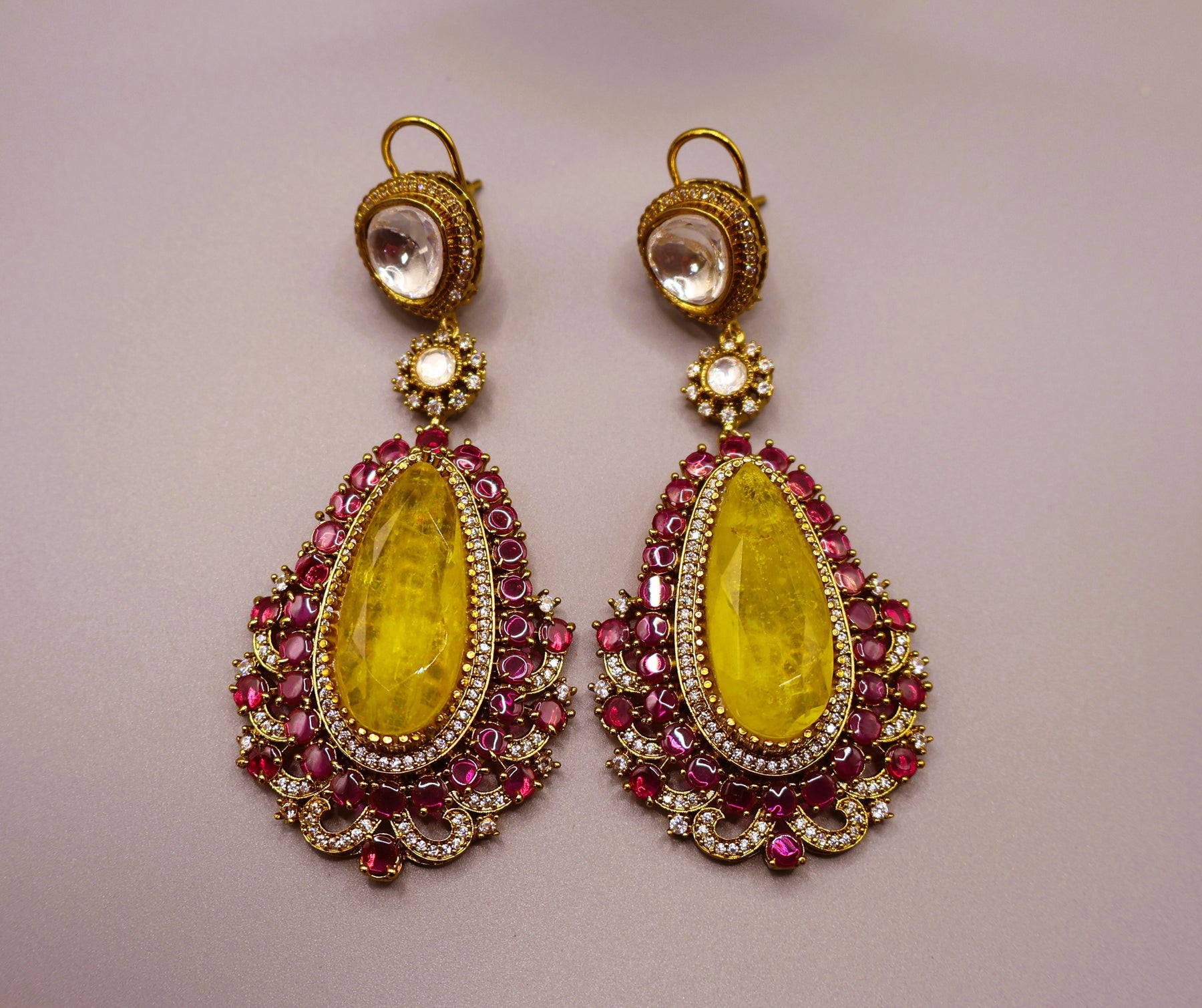 Sunshine Kundan Drop Earrings